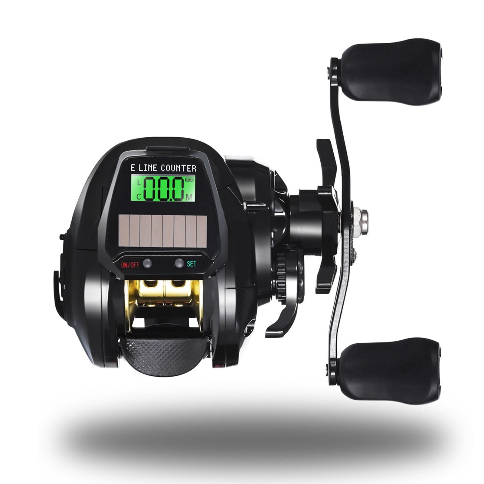 Compact Solar Fishing Reel with Line Counter High Gear Ratio Digital Display