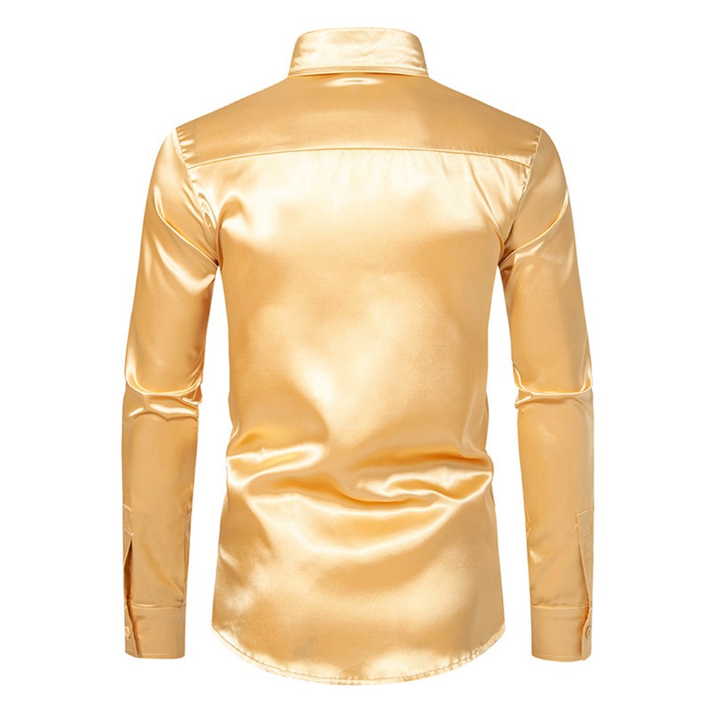 Shirt Cocktail Comfy Dress Shirt Fashion Long Sleeve Satin Silk Shirts - Picture 36 of 49