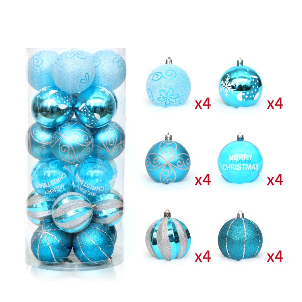 24 Boules De Noël Pailletées Bleu Ciel - Diamètre 30 Mm | Décoration Sapin, Hôtel, Maison, événement