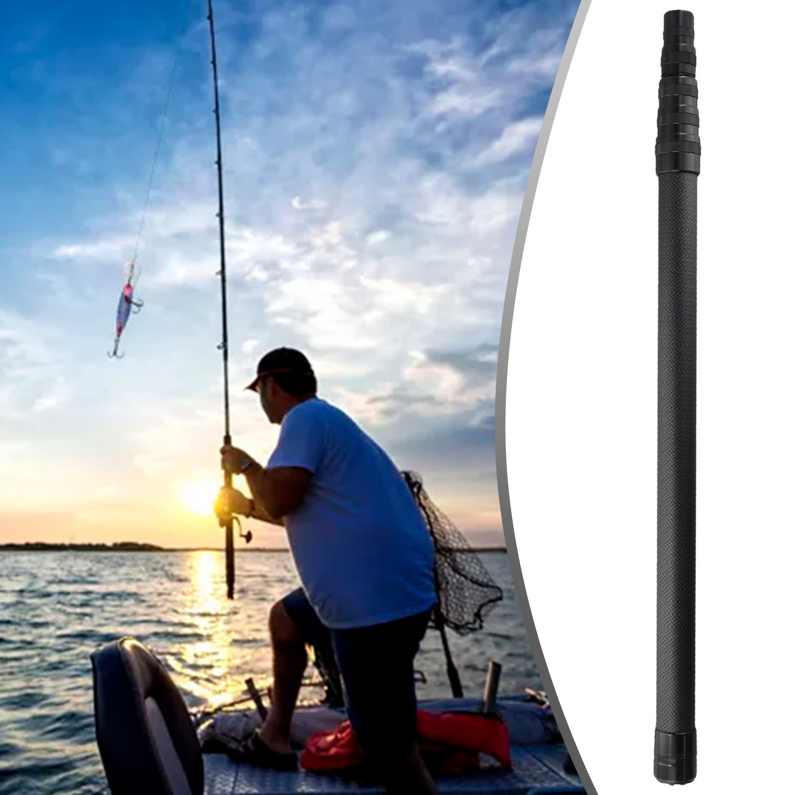Netting Rod Pole 1.3m-3.0m 46T High Carbon Folding Net Head Fishing Accessories - Bild 33 von 70