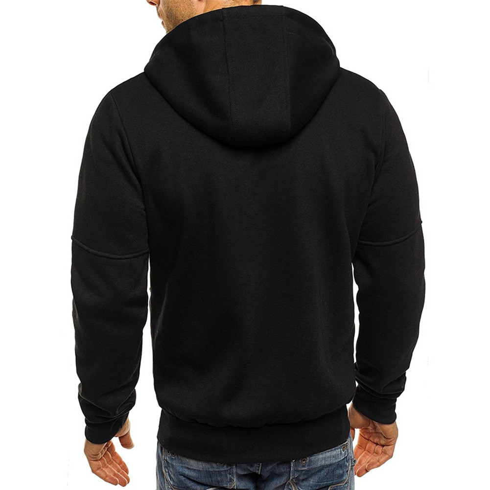 Men's Sporty Hooded Sweatshirt with Zip Up Front Slim Fit Long Sleeve Jacket - Picture 11 of 21