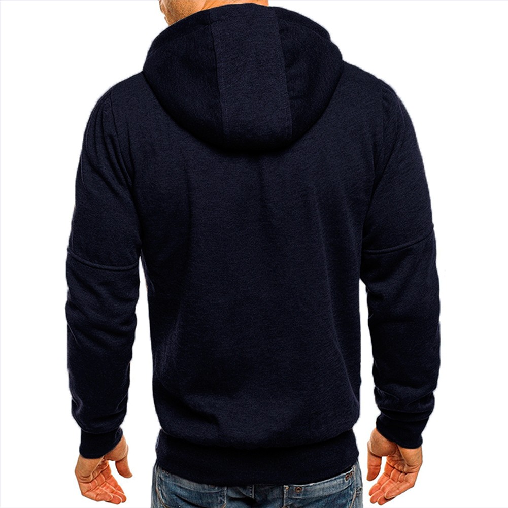 Men's Sporty Hooded Sweatshirt with Zip Up Front Slim Fit Long Sleeve Jacket - Picture 13 of 21