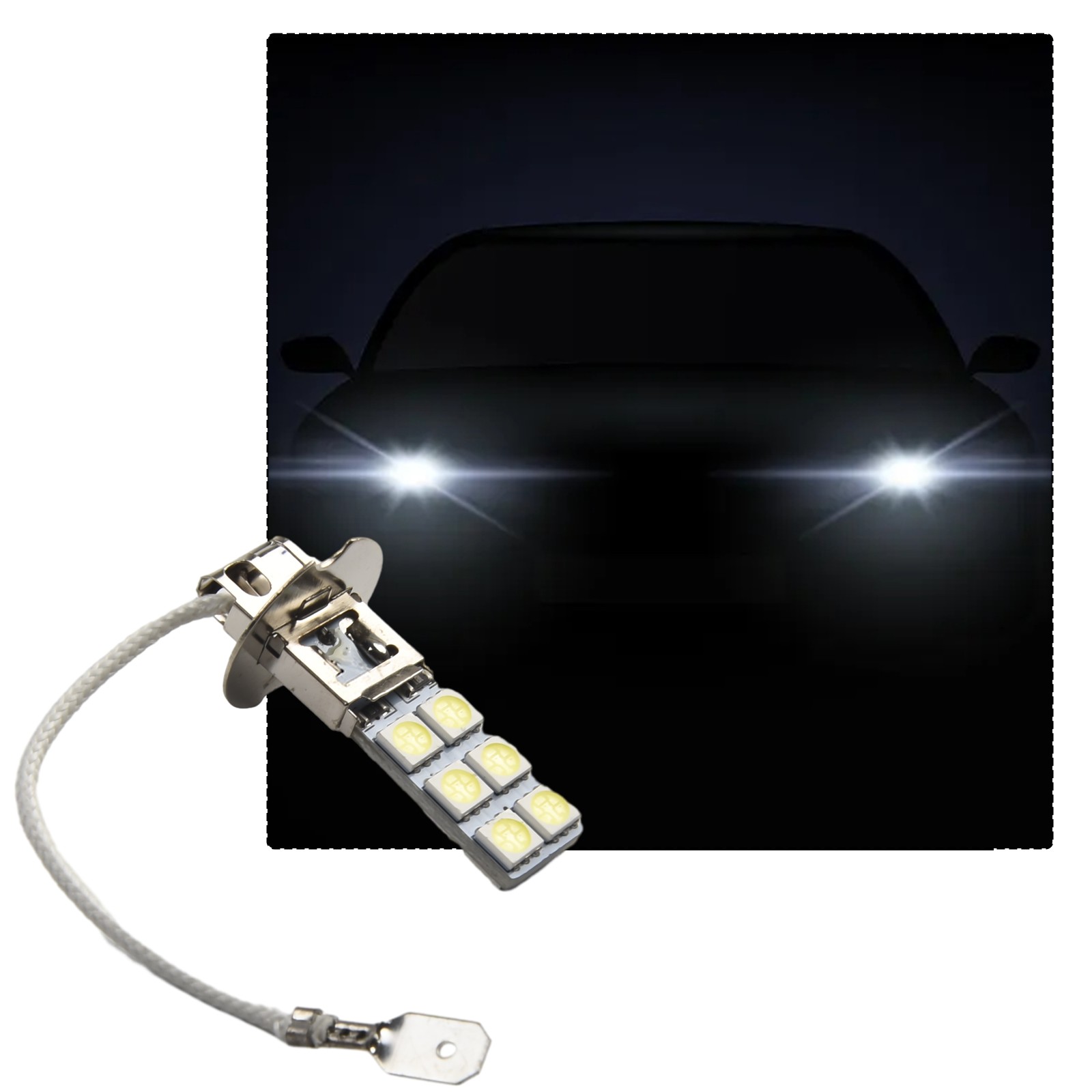 High Lumen Output 2Pcs H3 LED Fog Driving Light Bulbs for Improved Vision - Picture 1 of 20