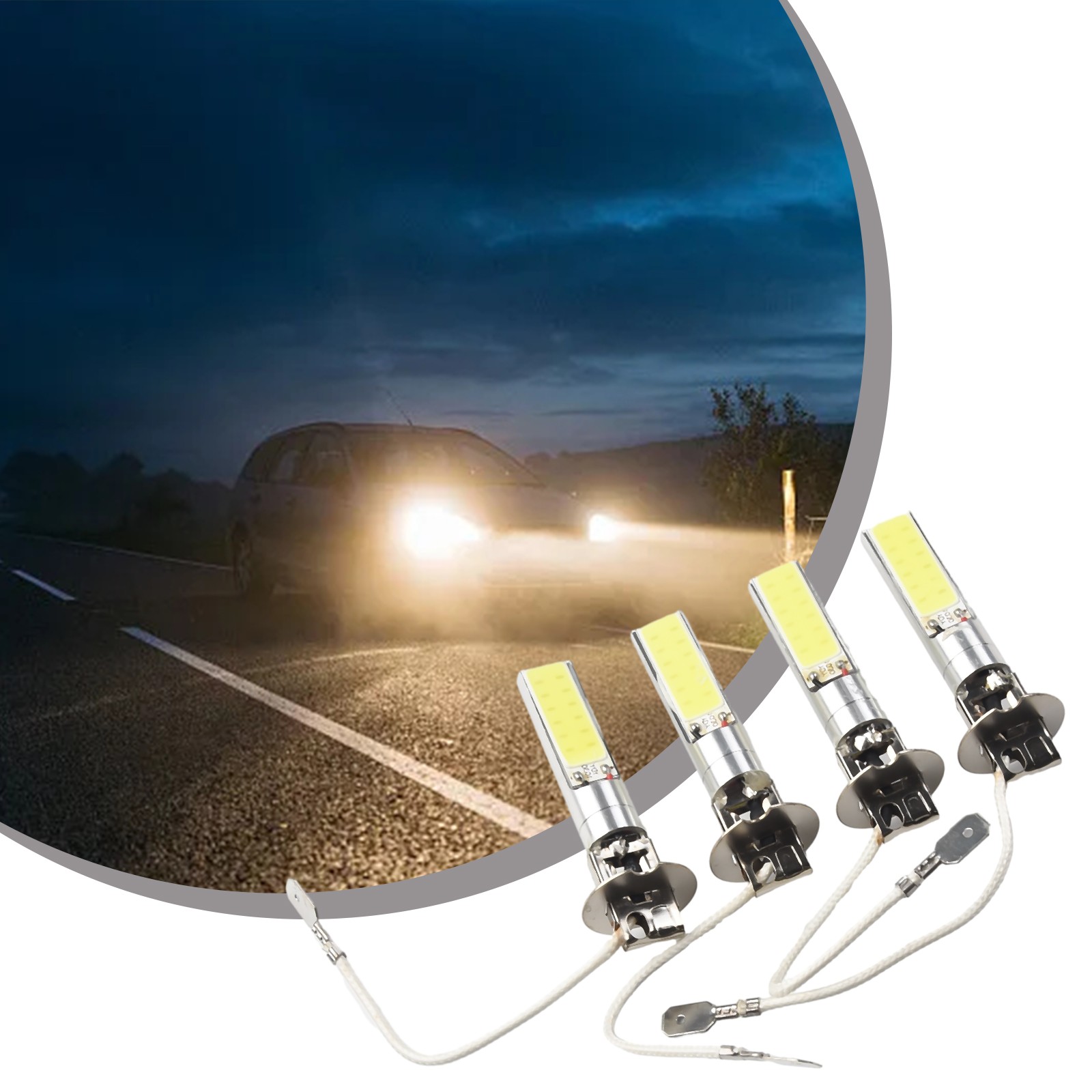 4x H3 Super Bright 80W COB-LED Headlight Kit Fog Driving Bulbs 6000K White - Picture 6 of 23