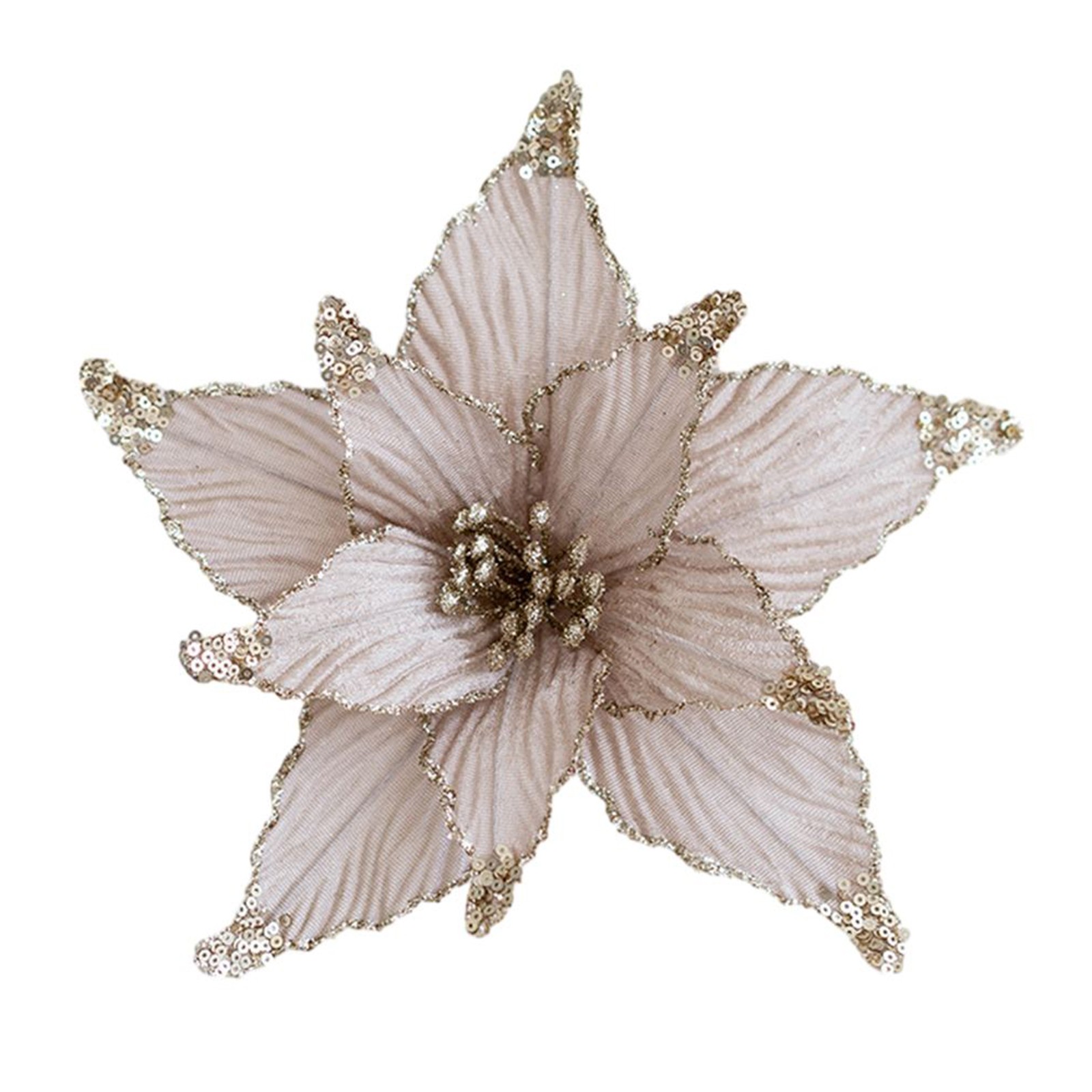 Sparkling 25cm Holiday Poinsettia Glitter Flower for Christmas Tree Hanging - Picture 27 of 44