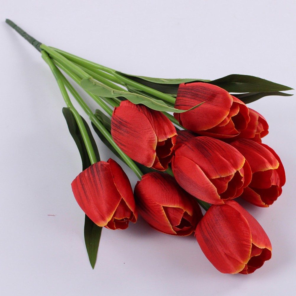Realistische künstliche Tulpen mit 9 Köpfen für Zuhause und für Hochzeitsges - Picture 25 of 29
