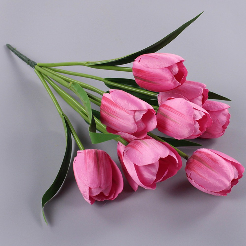 Realistische künstliche Tulpen mit 9 Köpfen für Zuhause und für Hochzeitsges - Picture 16 of 29