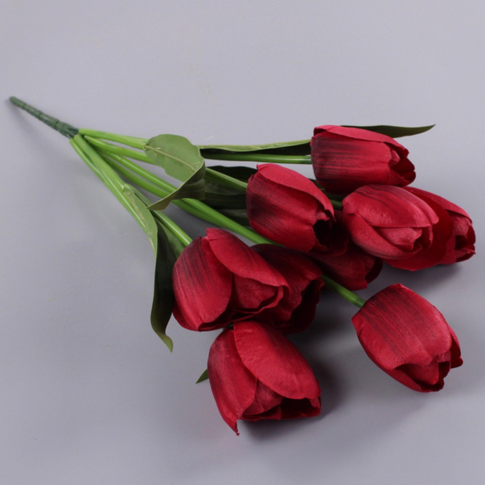 Realistische künstliche Tulpen mit 9 Köpfen für Zuhause und für Hochzeitsges - Picture 18 of 29