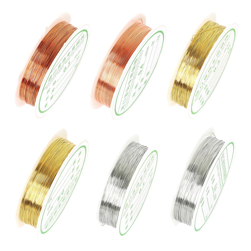Beading Wire Assortment 6 Rolls of Copper Wire Gold Silver and Red Bundle