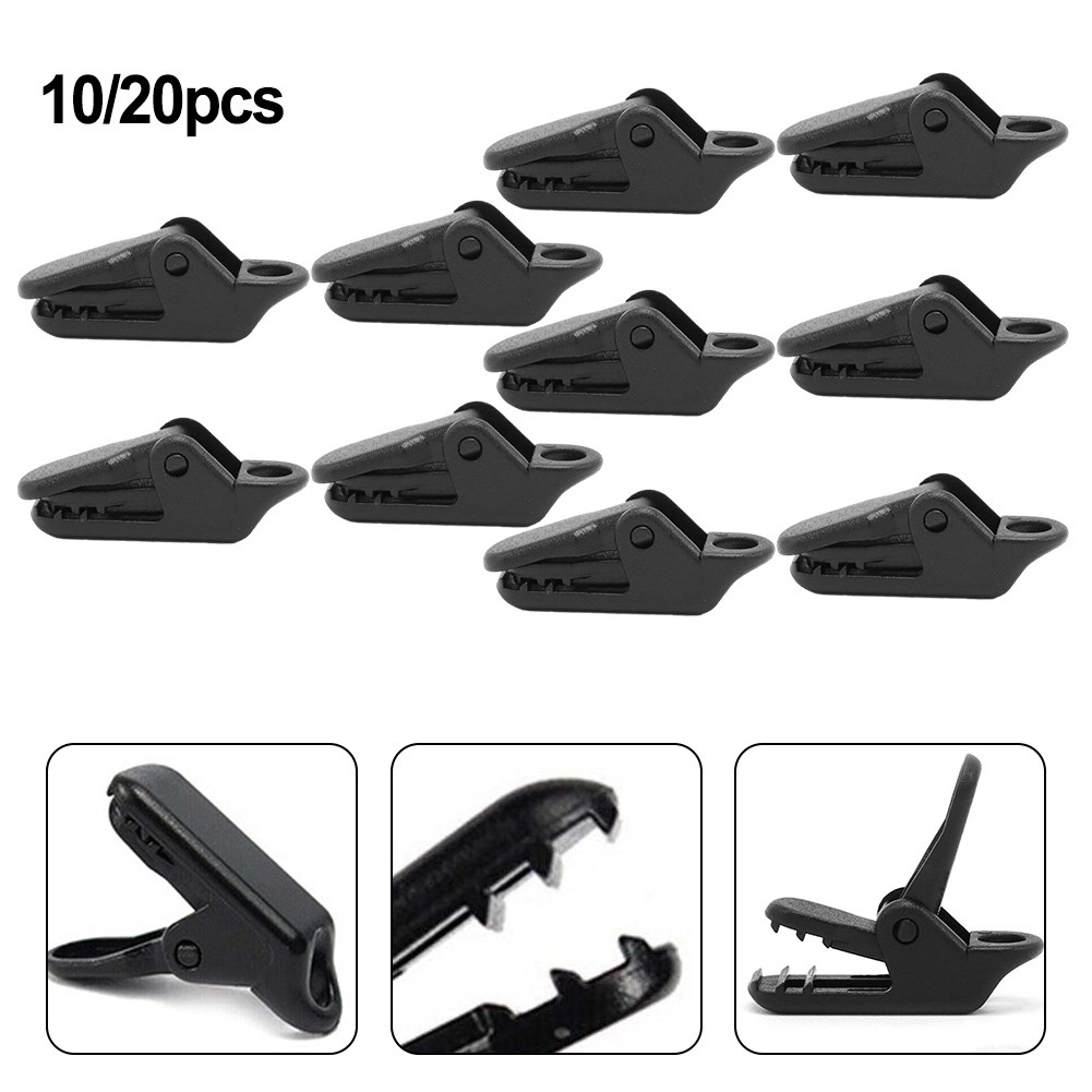 Clips 10/20pcs Accessories Black Camping Tool Heavy Duty Parts Plastic - Zdjęcie 16 z 25