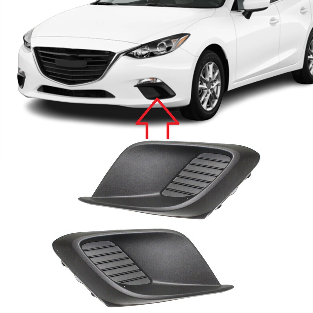 Set Of 2 Textured Black Fog Light Covers For 2014-2016 Mazda 3 - Replacement BHN150C11A/C21A