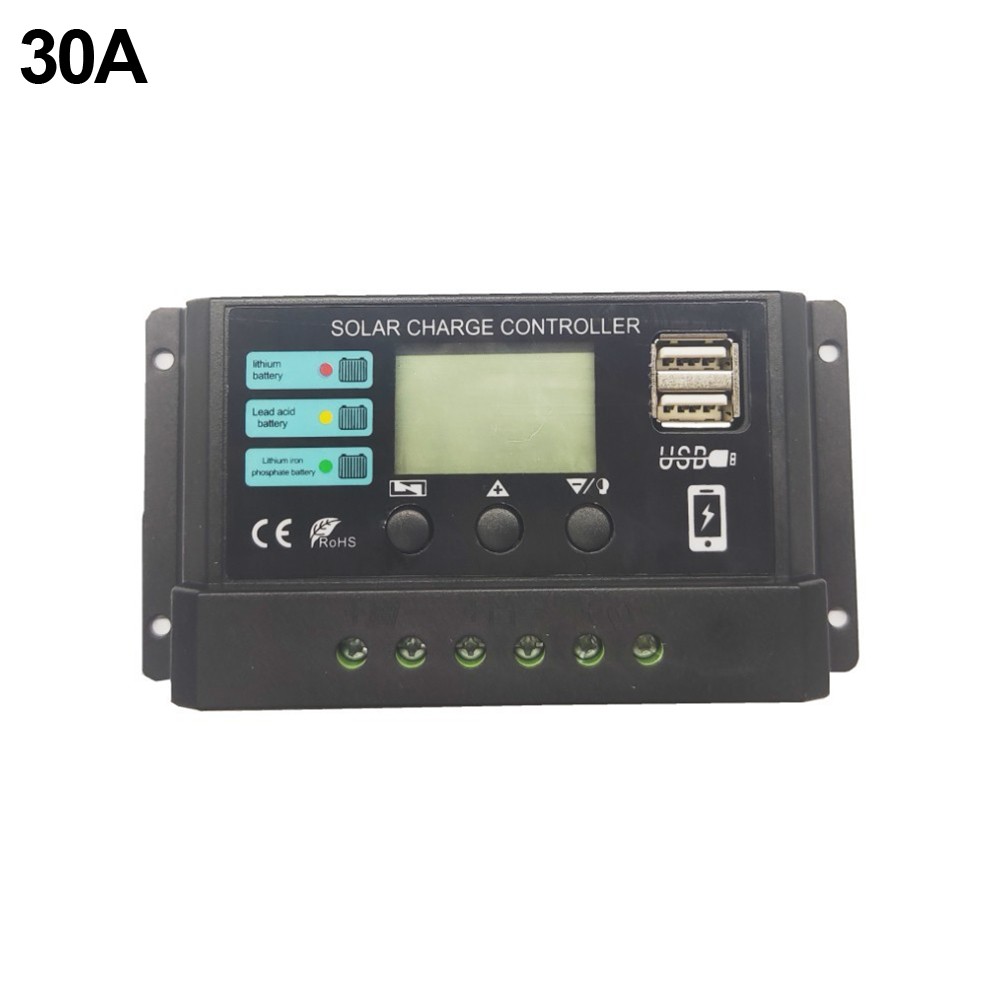 10A 20A 30A Solar Charge Controller with LCD Display for 12V 24V Systems