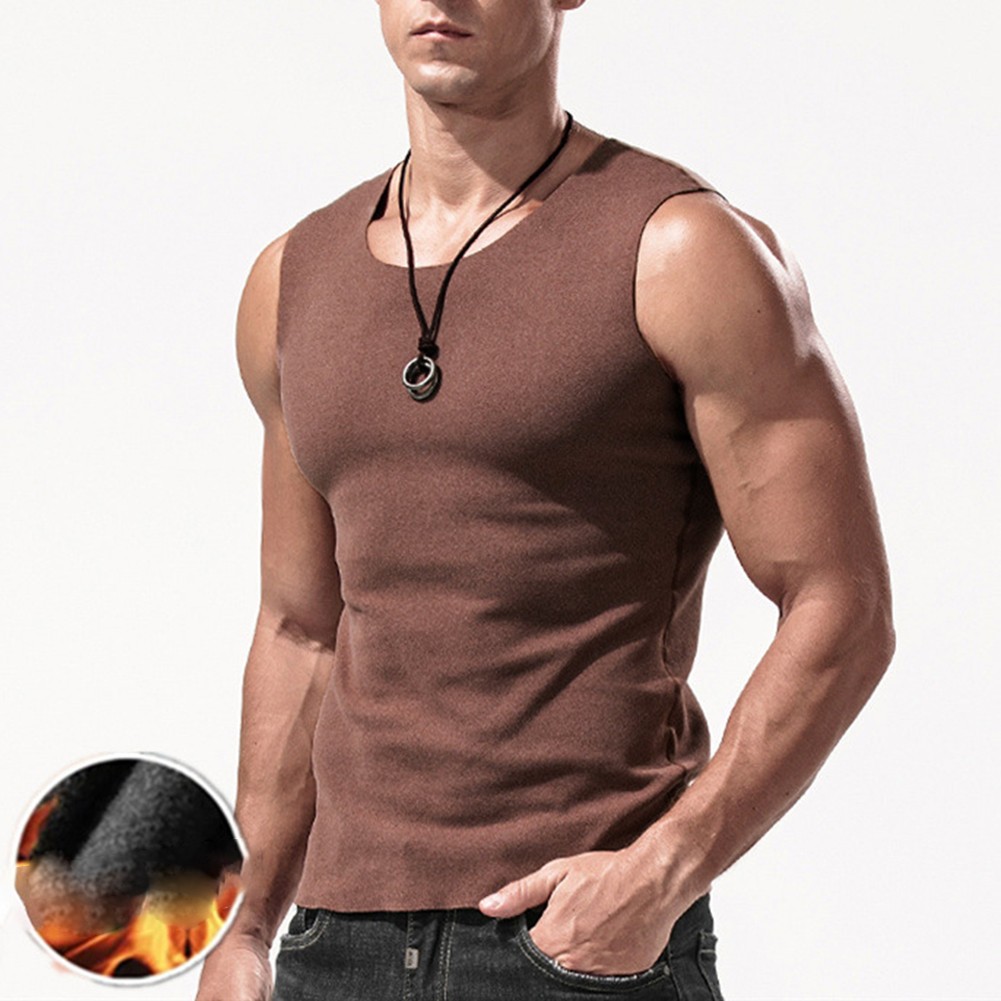 Comfortable Men's Winter Warm Sleeveless Undershirt Top Round Neck Vest - Afbeelding 16 van 24