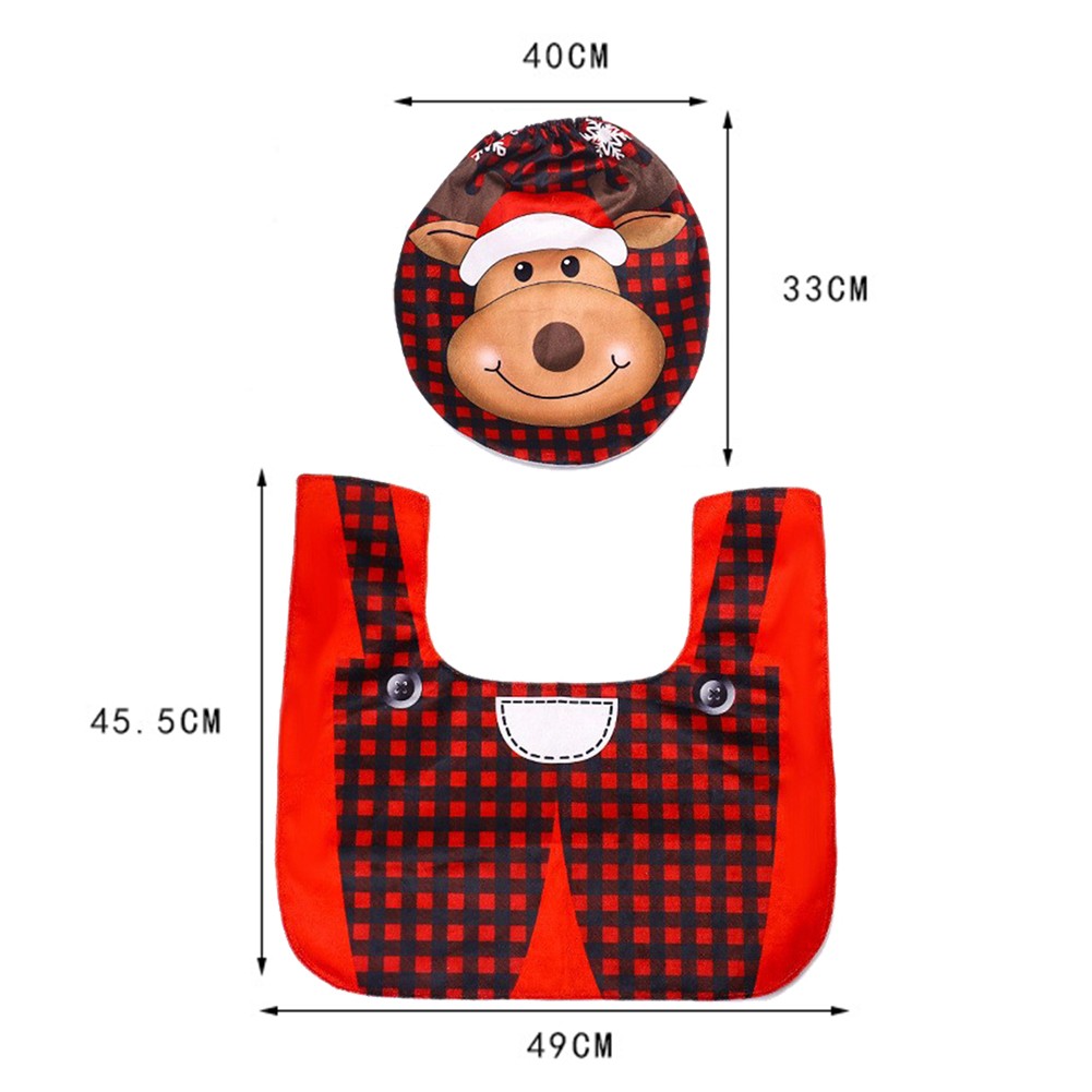 Urlaub Flanell Weihnachten Weihnachtsmann WC Bezug Set Vorleger Set für Badezim - Bild 25 von 26