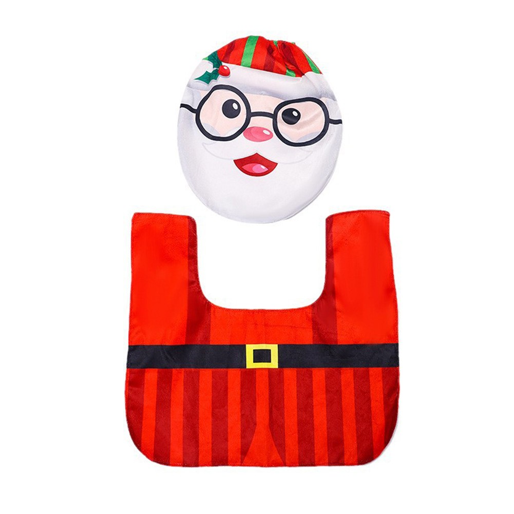 Urlaub Flanell Weihnachten Weihnachtsmann WC Bezug Set Vorleger Set für Badezim - Bild 14 von 26