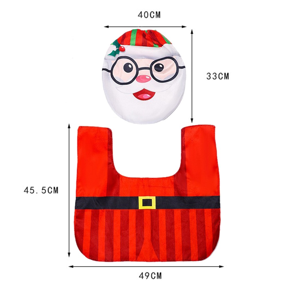 Urlaub Flanell Weihnachten Weihnachtsmann WC Bezug Set Vorleger Set für Badezim - Bild 15 von 26