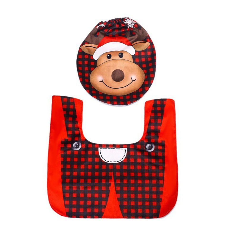 Urlaub Flanell Weihnachten Weihnachtsmann WC Bezug Set Vorleger Set für Badezim - Bild 24 von 26