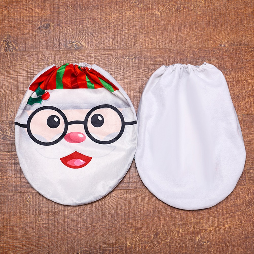 Urlaub Flanell Weihnachten Weihnachtsmann WC Bezug Set Vorleger Set für Badezim - Bild 18 von 26