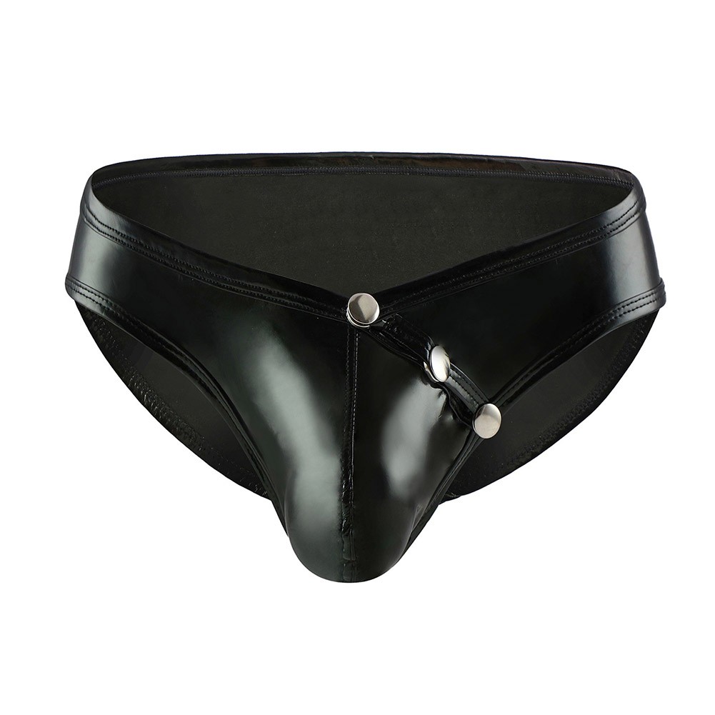 Fashionable Men's Solid Color Briefs in Imitation Leather for a Versatile Style - Picture 12 of 12