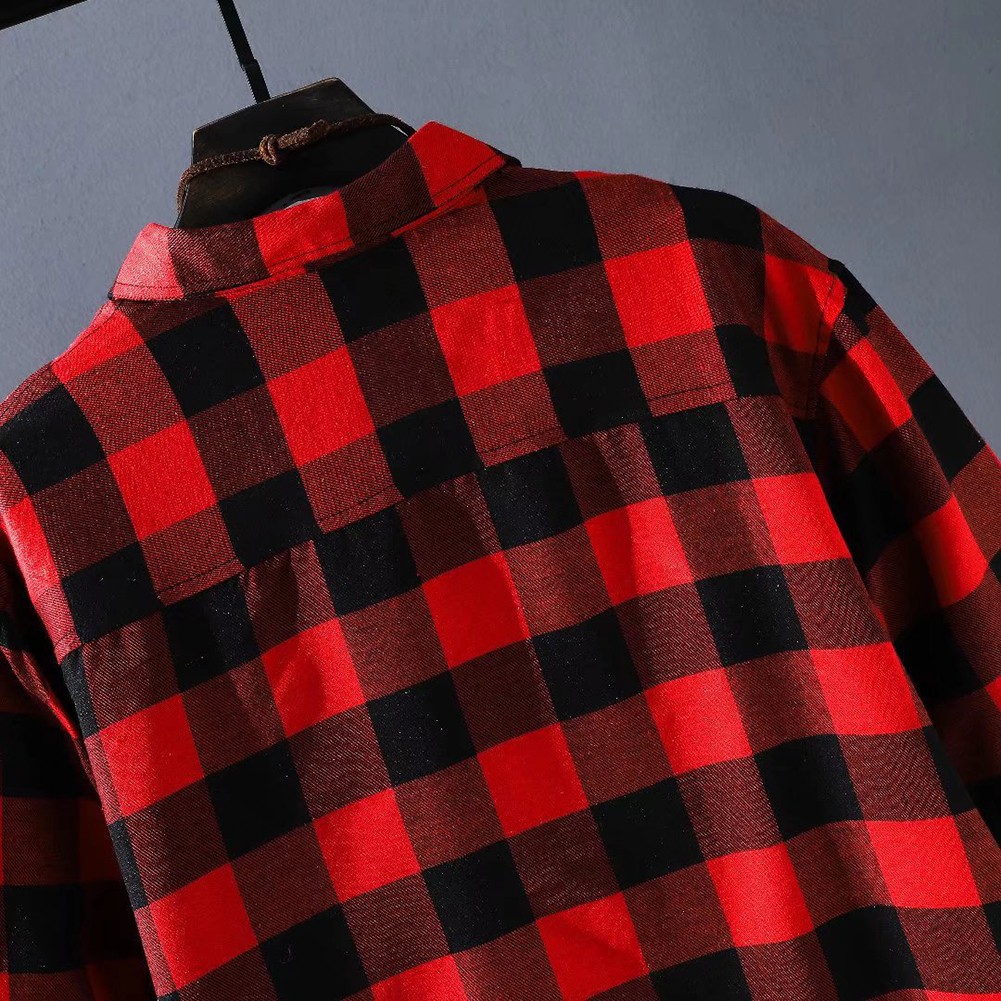 Modern Men's Lapel Tops Button Down Shirts Checkered Baggy Coat Casual Fashion - Picture 19 of 23