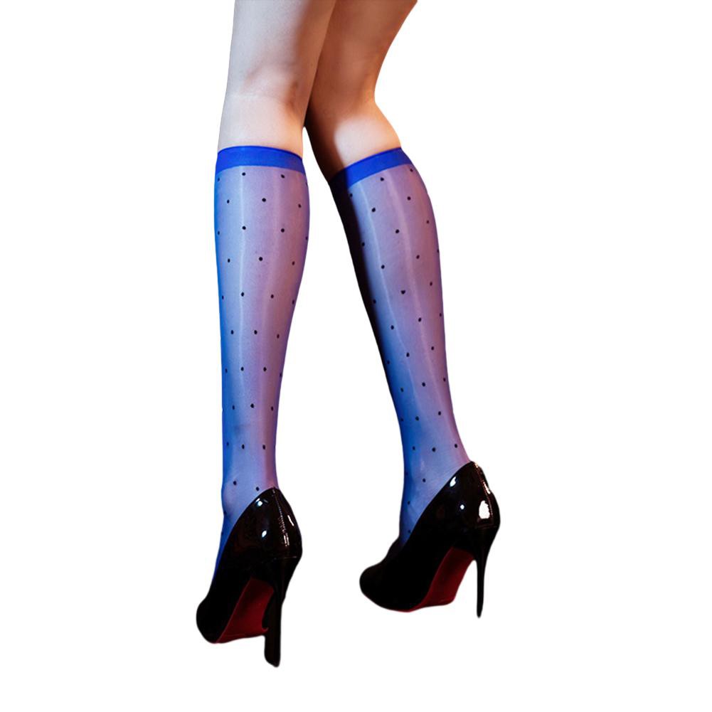 Exquisite Transparent Oil Black Lace Midcalf Stockings for Women with Polka Dot - Picture 33 of 39