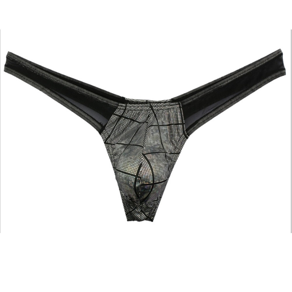 thumbnail image 2 of Men's Floral Pouch T-Back Bikini – Minimal Coverage G-String Thong Underwear – Slimming Microfiber 2 of 6