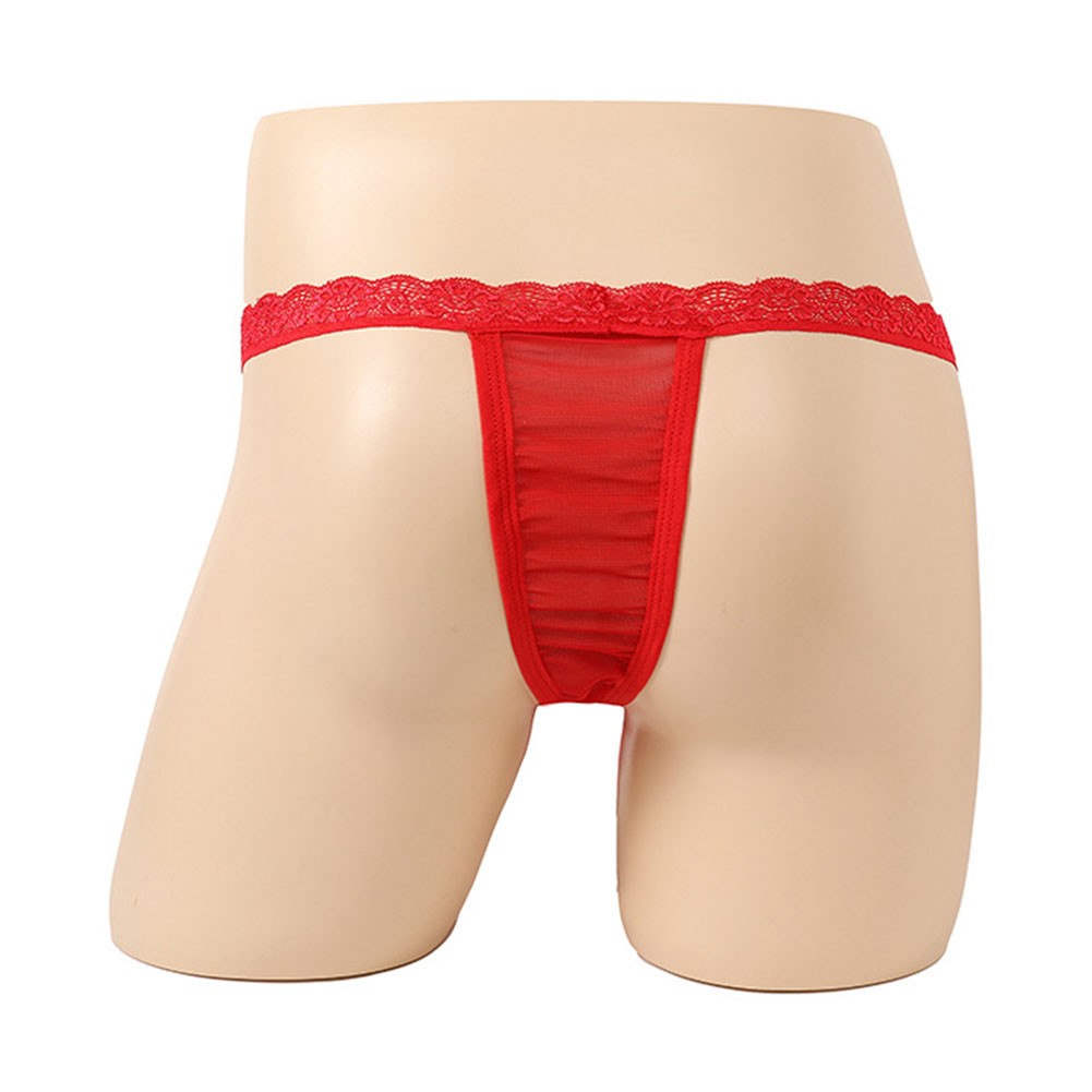 Comfortable Men's Low Waist Mesh Gstring T back Thong Underwear Dark Red M XL - Picture 13 of 18