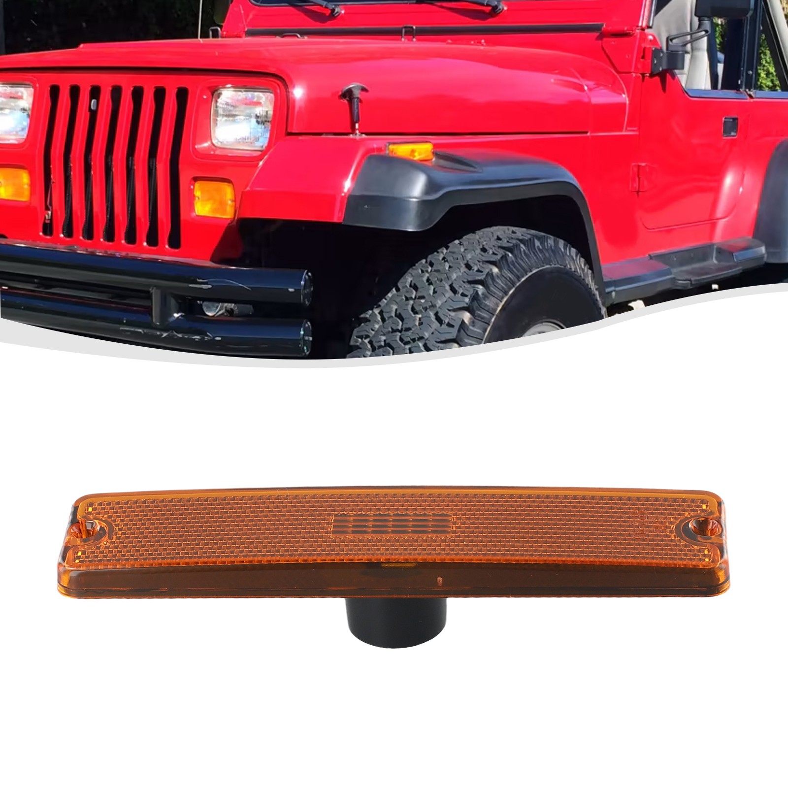 For Jeep For Wrangler YJ 1987 1995 Amber Front Side Marker Light Assembly - Picture 9 of 20