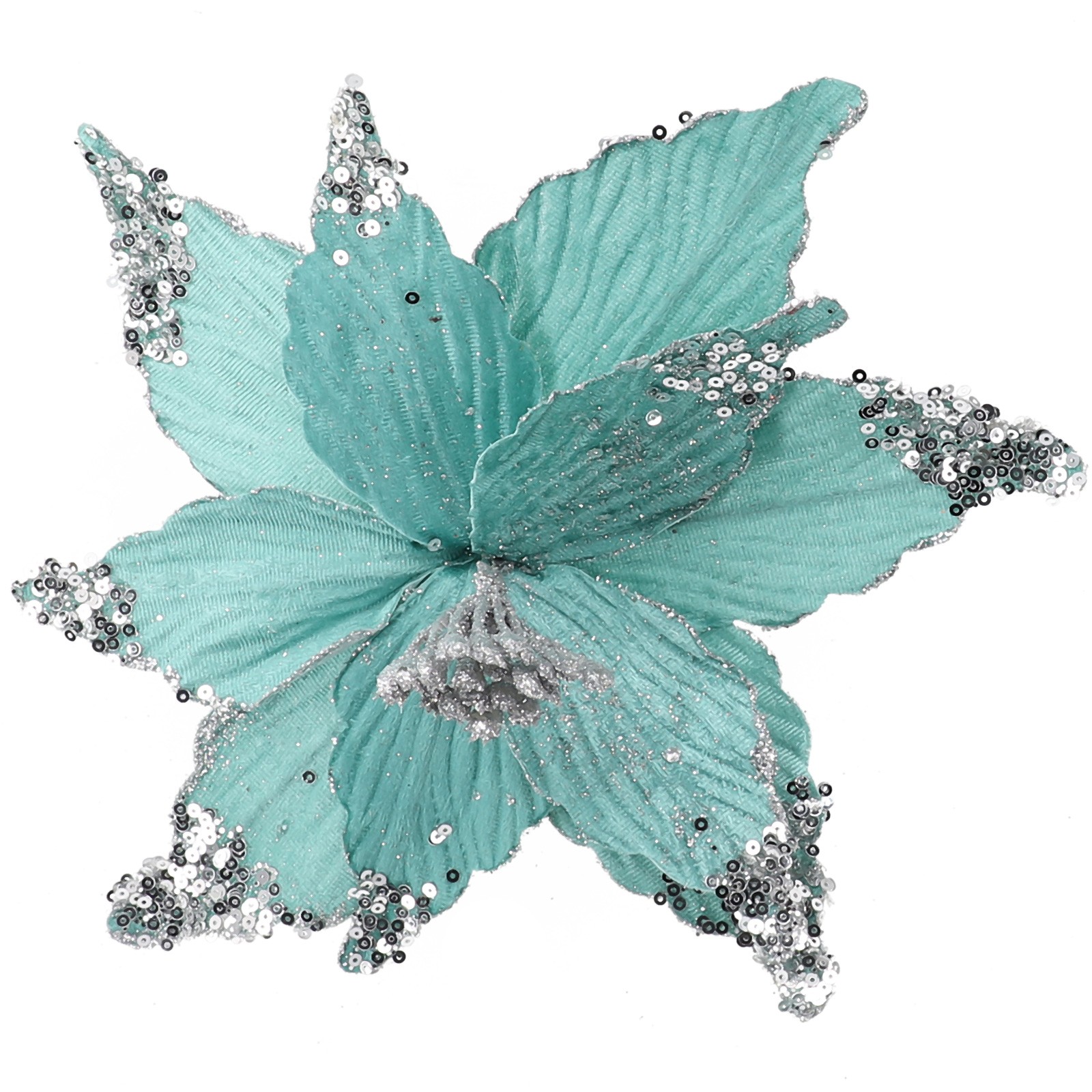 Sparkling 25cm Holiday Poinsettia Glitter Flower for Christmas Tree Hanging - Picture 38 of 44