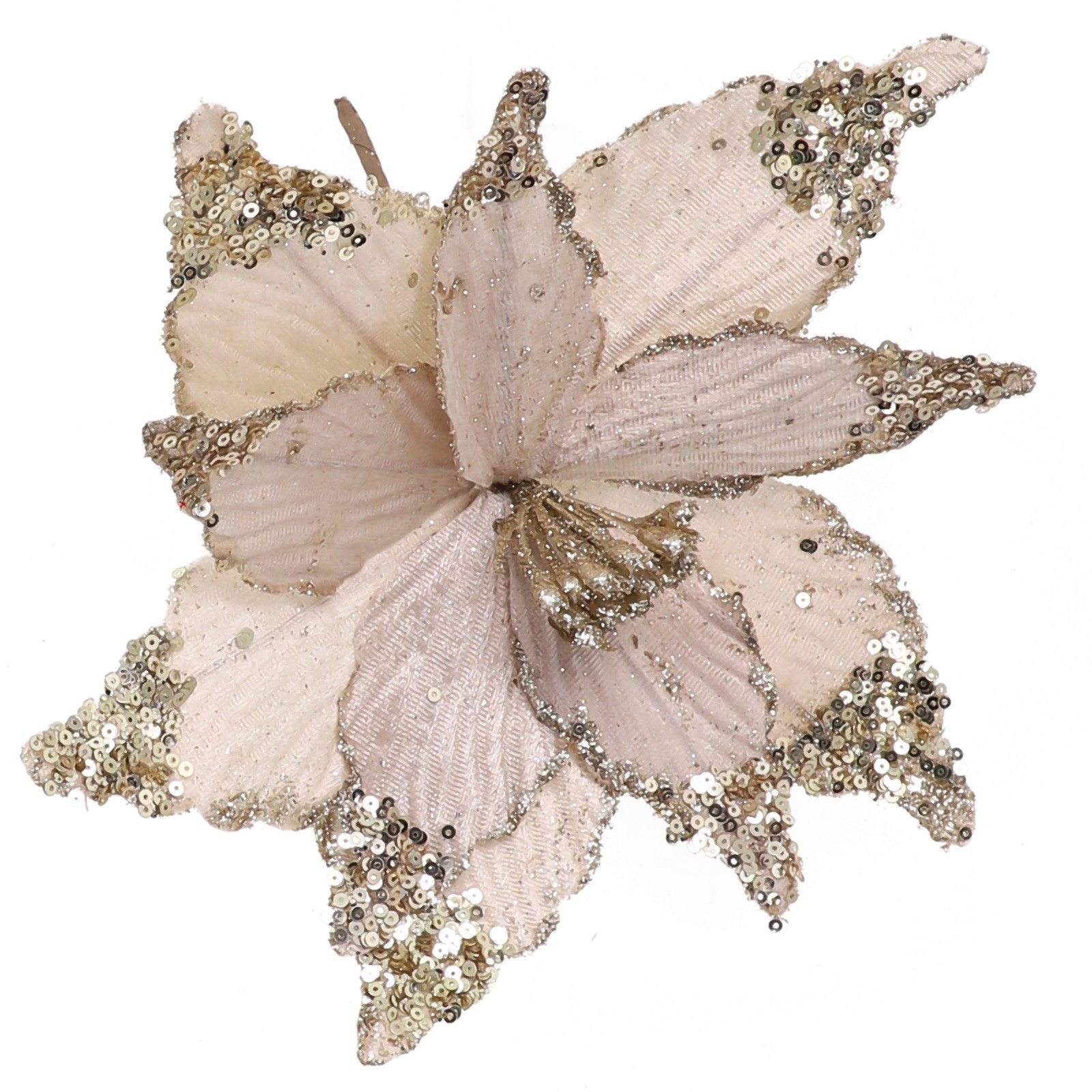 Sparkling 25cm Holiday Poinsettia Glitter Flower for Christmas Tree Hanging - Picture 22 of 44