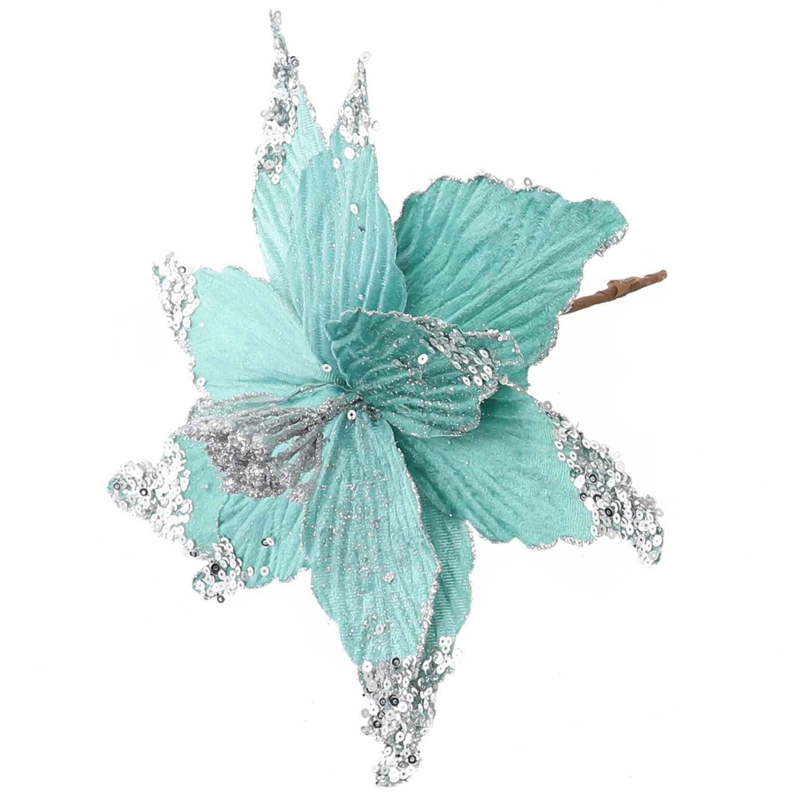 Sparkling 25cm Holiday Poinsettia Glitter Flower for Christmas Tree Hanging - Picture 36 of 44