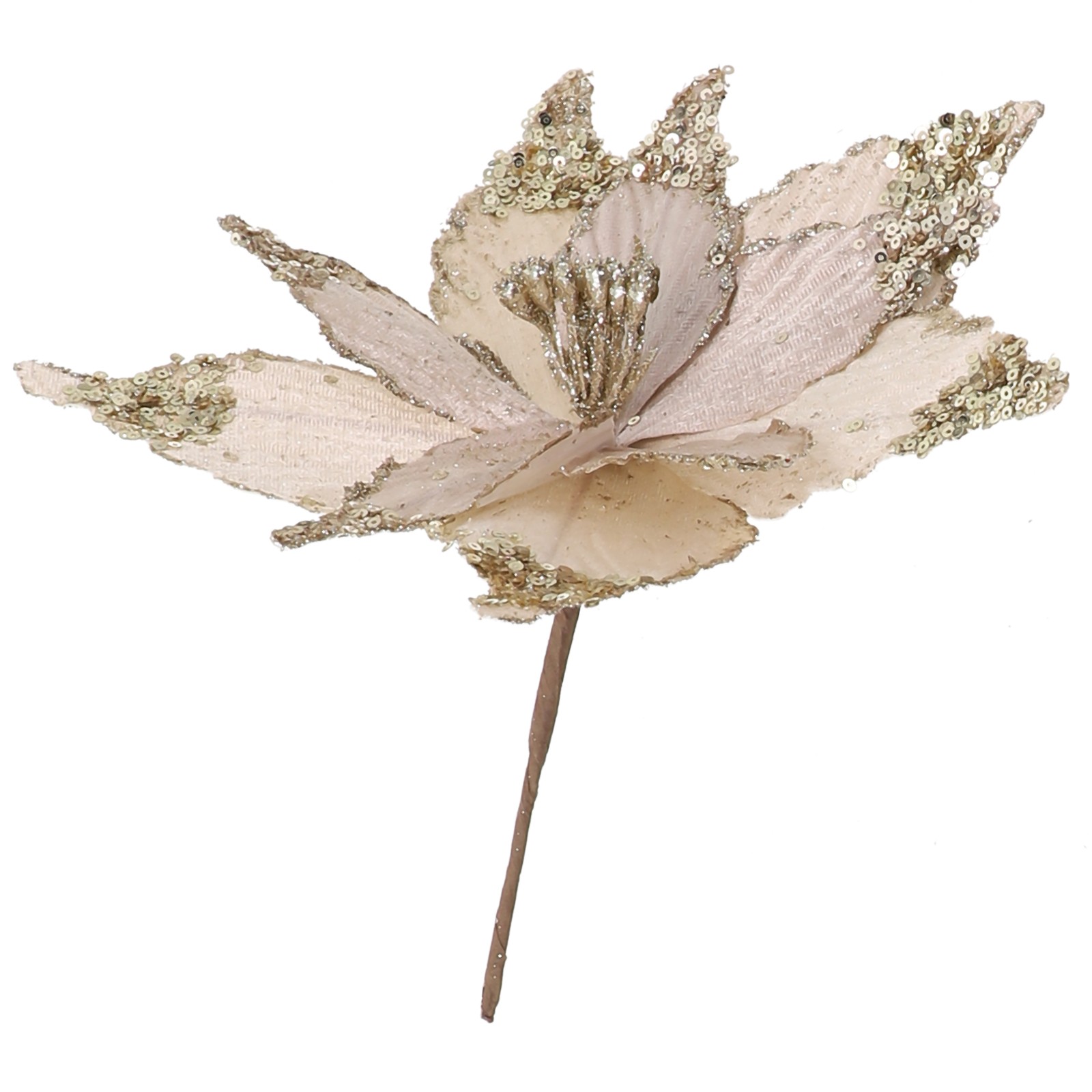 Sparkling 25cm Holiday Poinsettia Glitter Flower for Christmas Tree Hanging - Picture 26 of 44