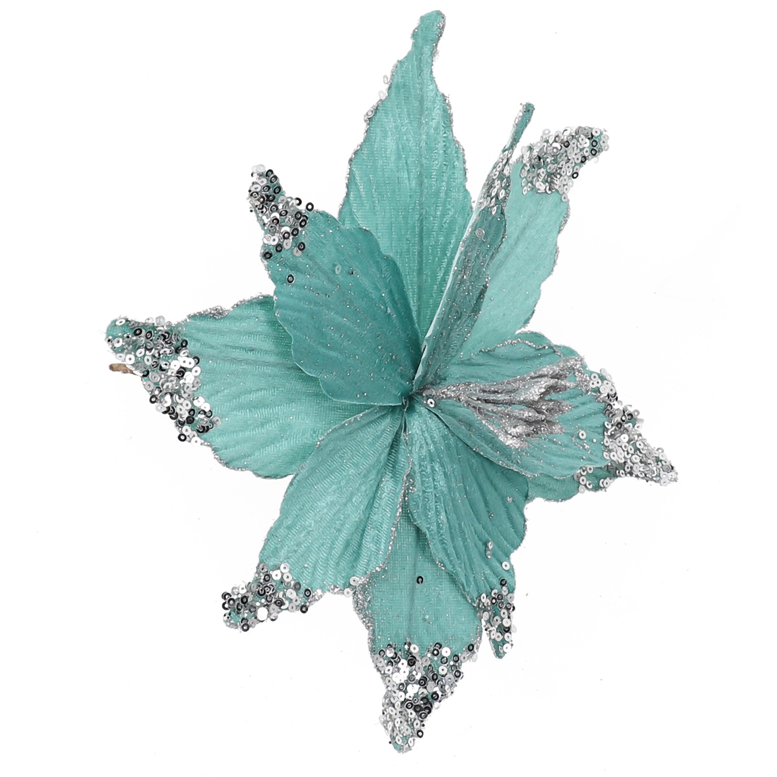 Sparkling 25cm Holiday Poinsettia Glitter Flower for Christmas Tree Hanging - Picture 37 of 44