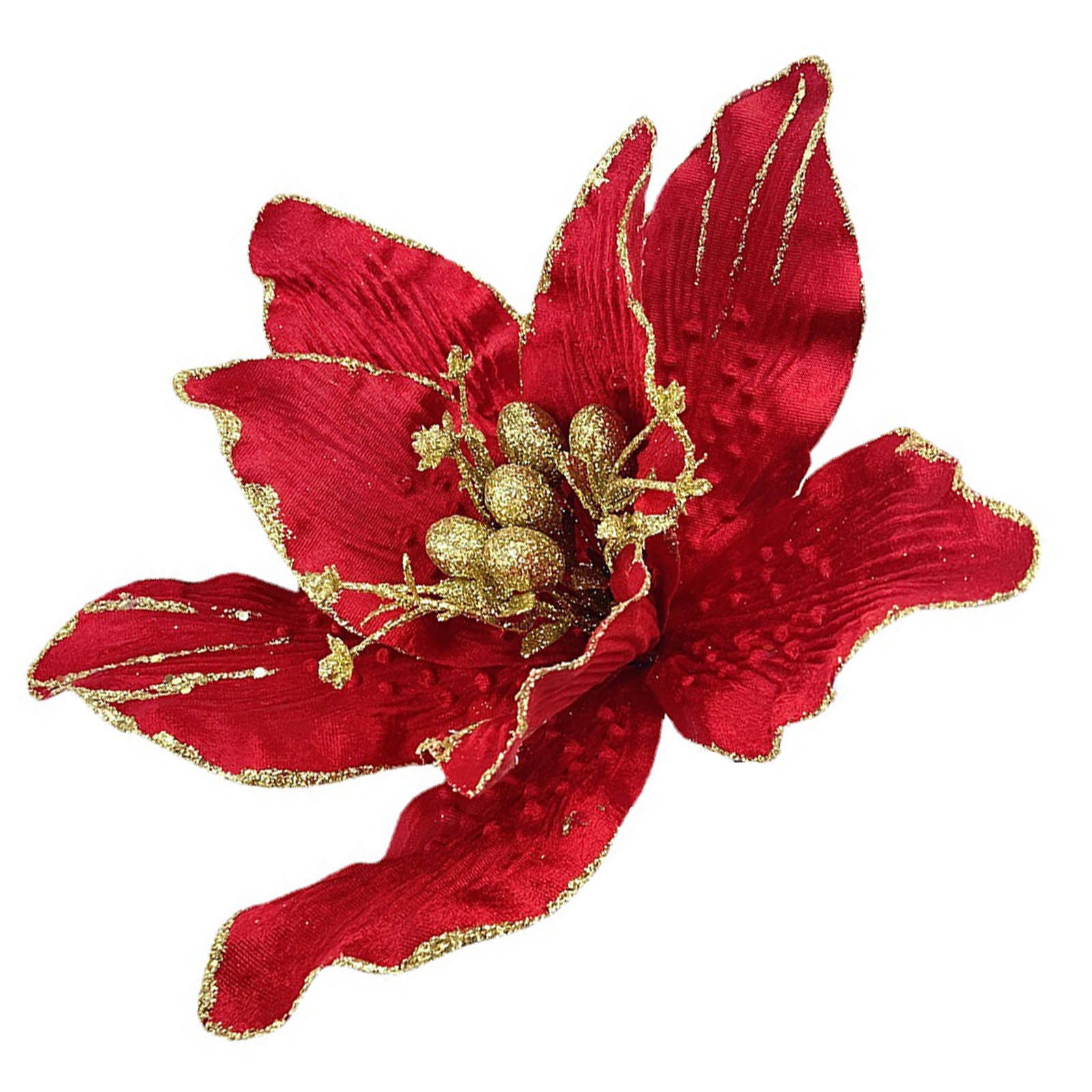 Glittery Poinsettia Fiore Appeso Ornamento per Natale Festa Decorazione Albero - Foto 34 di 46