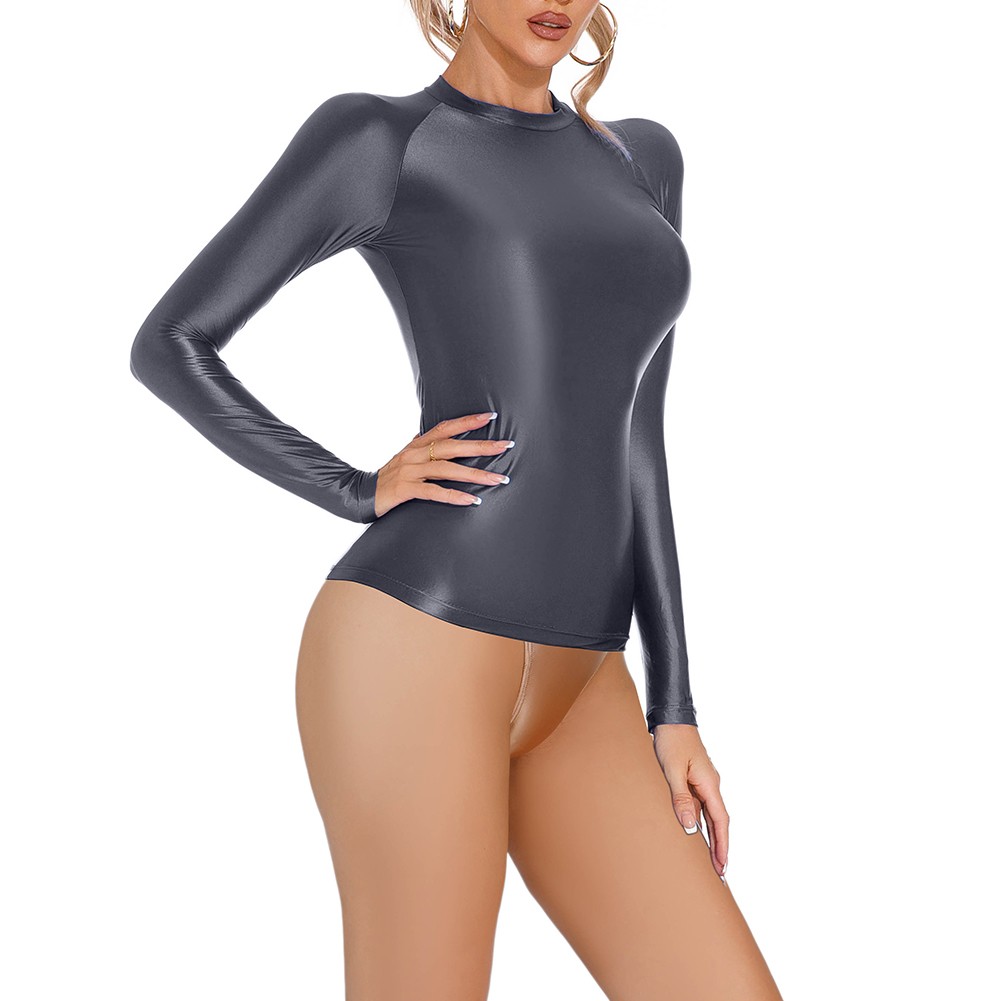 Essential Workout Gear Women's Glossy Seamless Long Sleeve TShirt for Yoga