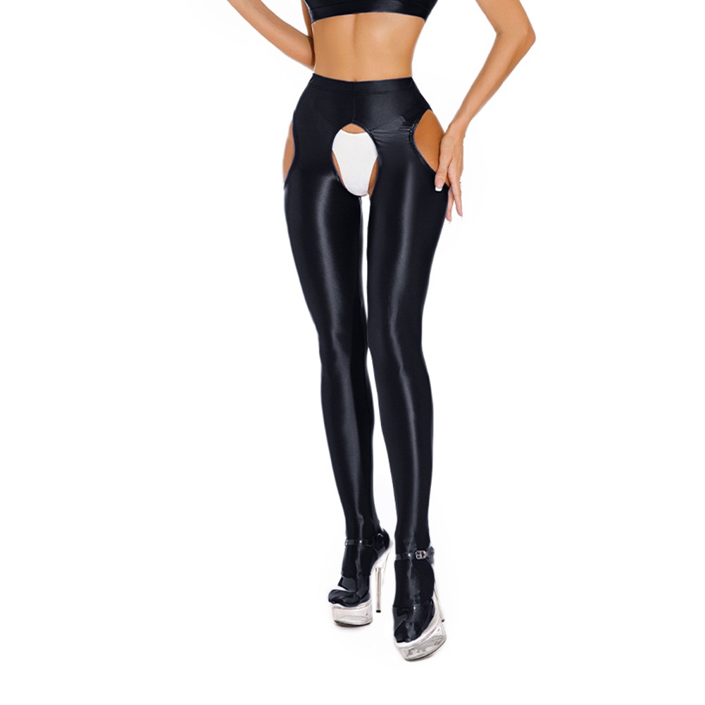 Fluorescent Green Sheer Crothless Leggings Stretchy Skinny Dance Pants - Picture 15 of 19