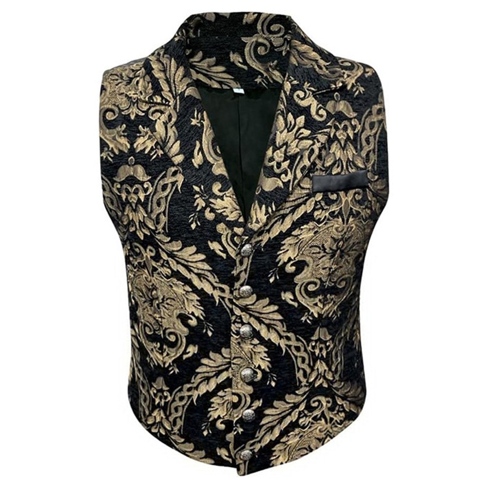 Gothic Steampunk Waistcoat Men's Victorian Cosplay Vest with Formal Design - Picture 19 of 48