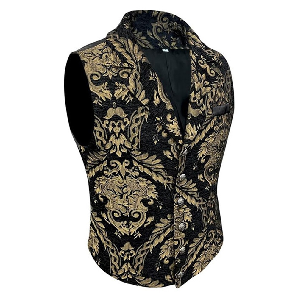Gothic Steampunk Waistcoat Men's Victorian Cosplay Vest with Formal Design - Picture 24 of 48
