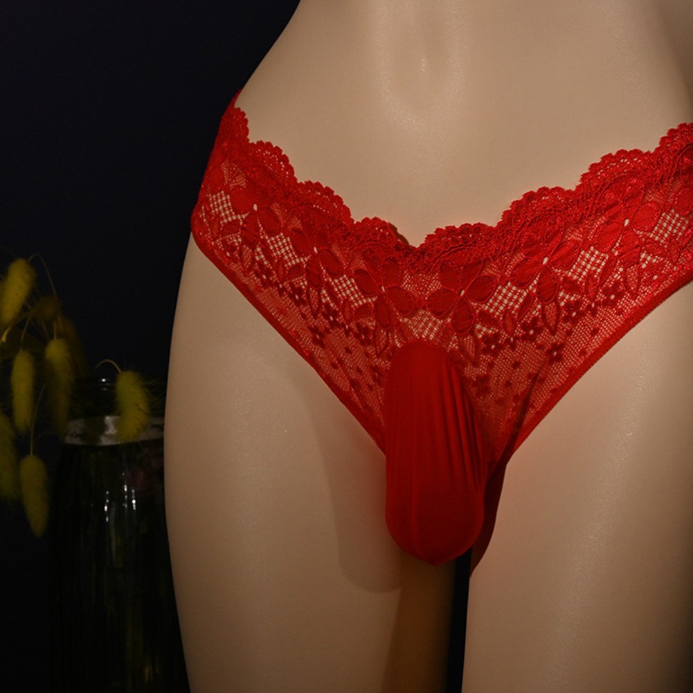 Mens Underpants Mens Underwear Lingerie Nylon Open Crotch Hollow Out Lace - Picture 19 of 20