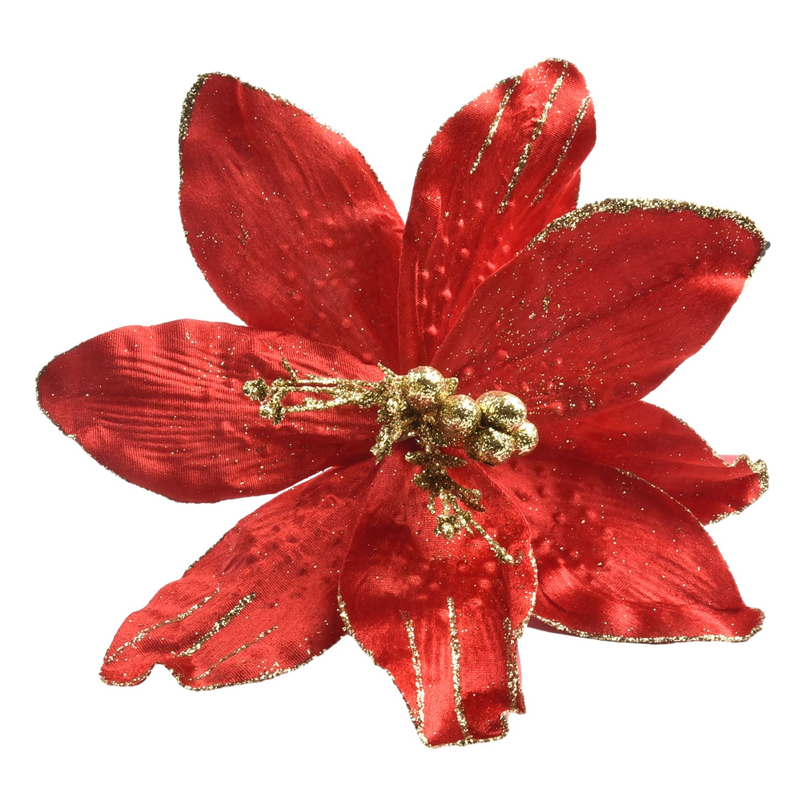 Glittery Poinsettia Fiore Appeso Ornamento per Natale Festa Decorazione Albero - Foto 25 di 46