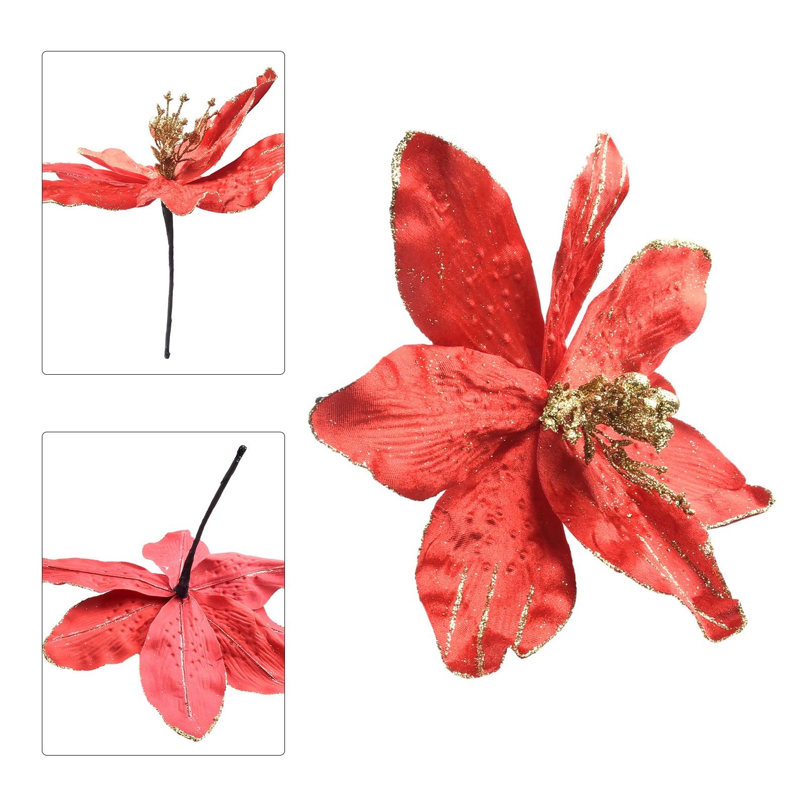 Glittery Poinsettia Fiore Appeso Ornamento per Natale Festa Decorazione Albero - Foto 26 di 46
