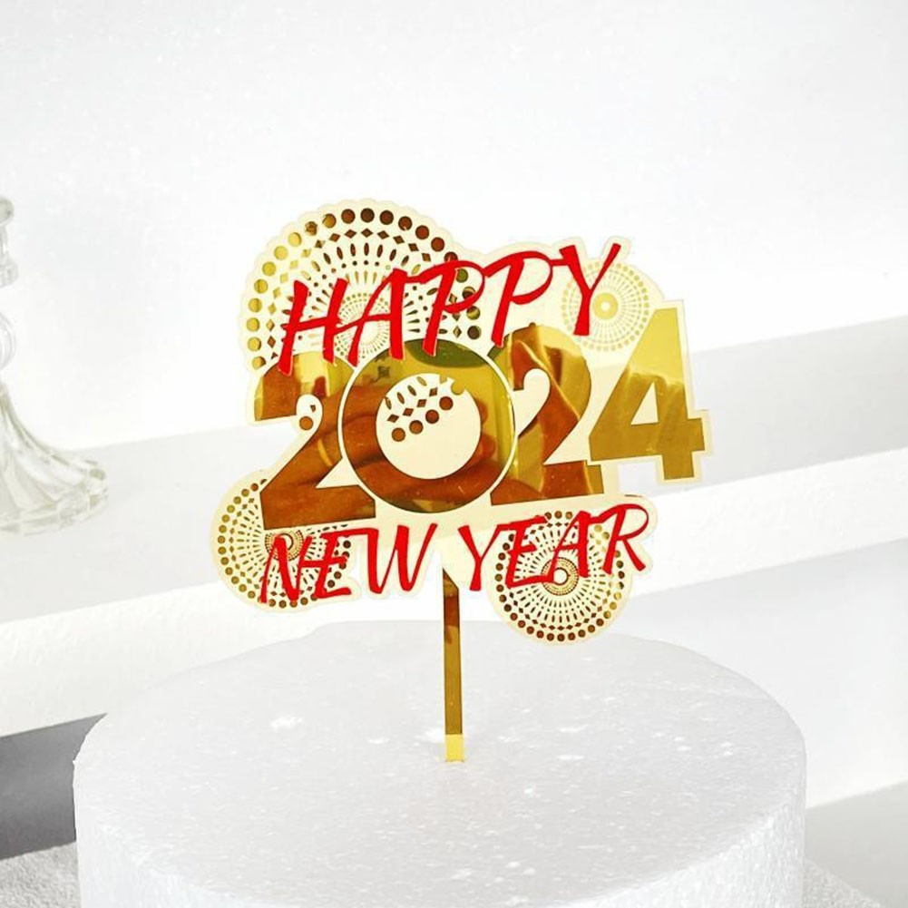 2024 Happy New Year Acrylic Cake Topper New Year Theme Cake Party  Decoration New
