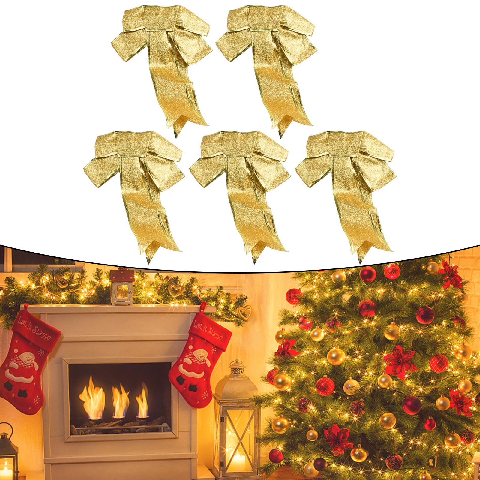 Schleifendeko Weihnachtsschleife Dekoration Weihnachtsschmuck Stoff Glitzer - Bild 15 von 40