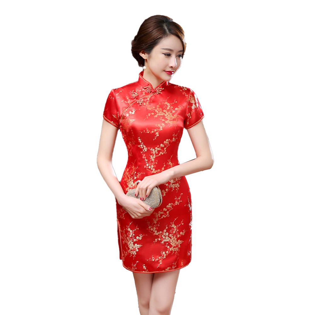 Schlank Elegant Damen Qipao in Satin Material Ideal für Abendveranstaltungen - Picture 13 of 14