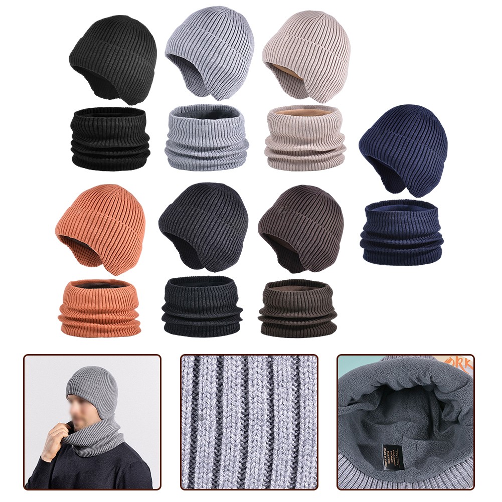 ALL WEATHER OUTDOOR Gear Knitted Wool Hat and Scarf Set for Men and ...