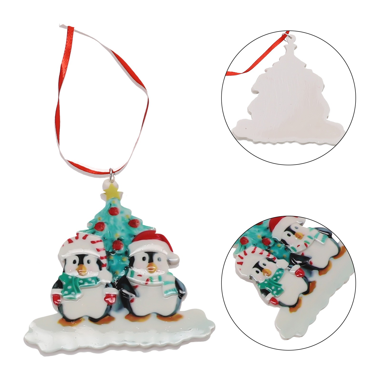 Family Size Penguin Xmas Decoration Ornament for Personalised Christmas Tree