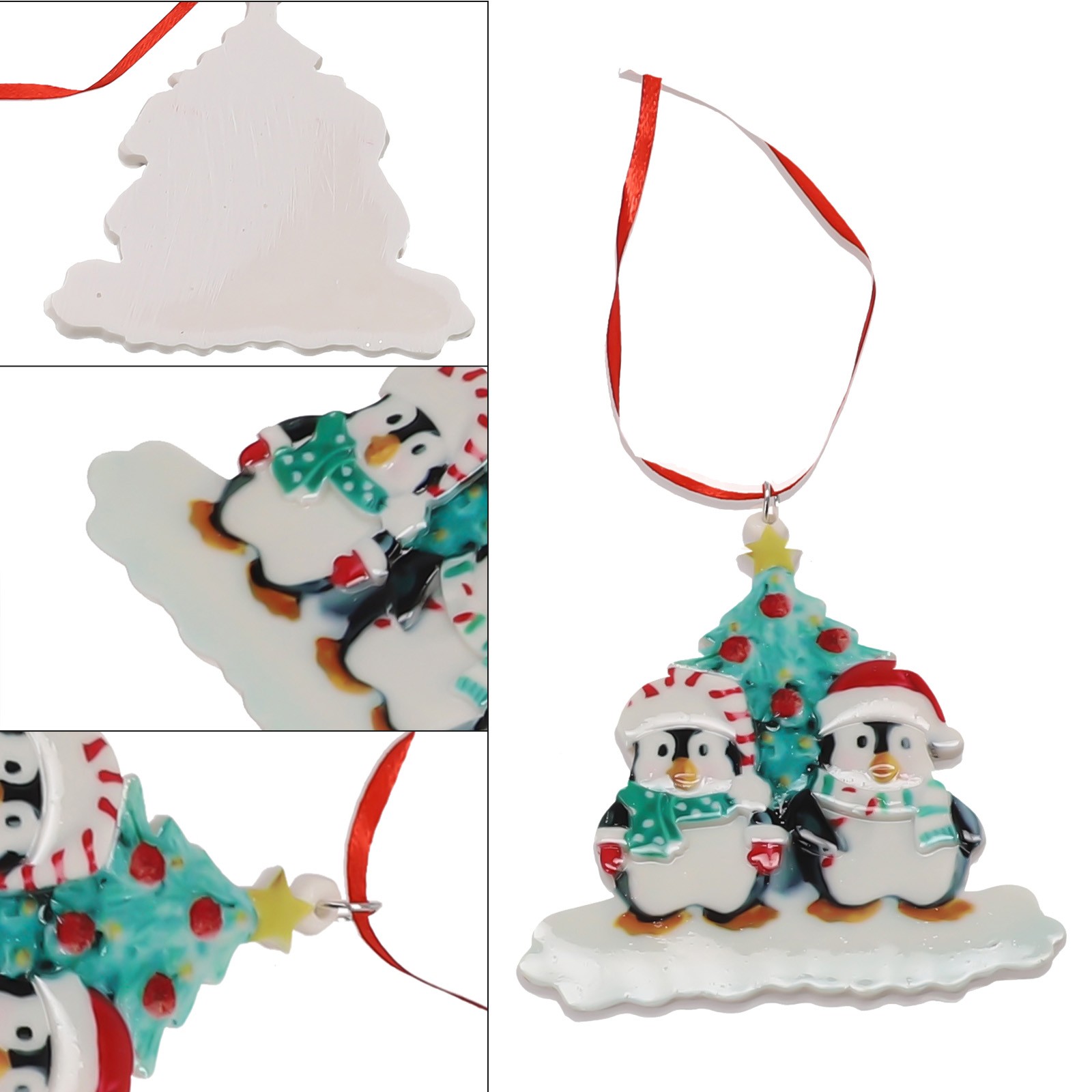 Family Size Penguin Xmas Decoration Ornament for Personalised Christmas Tree