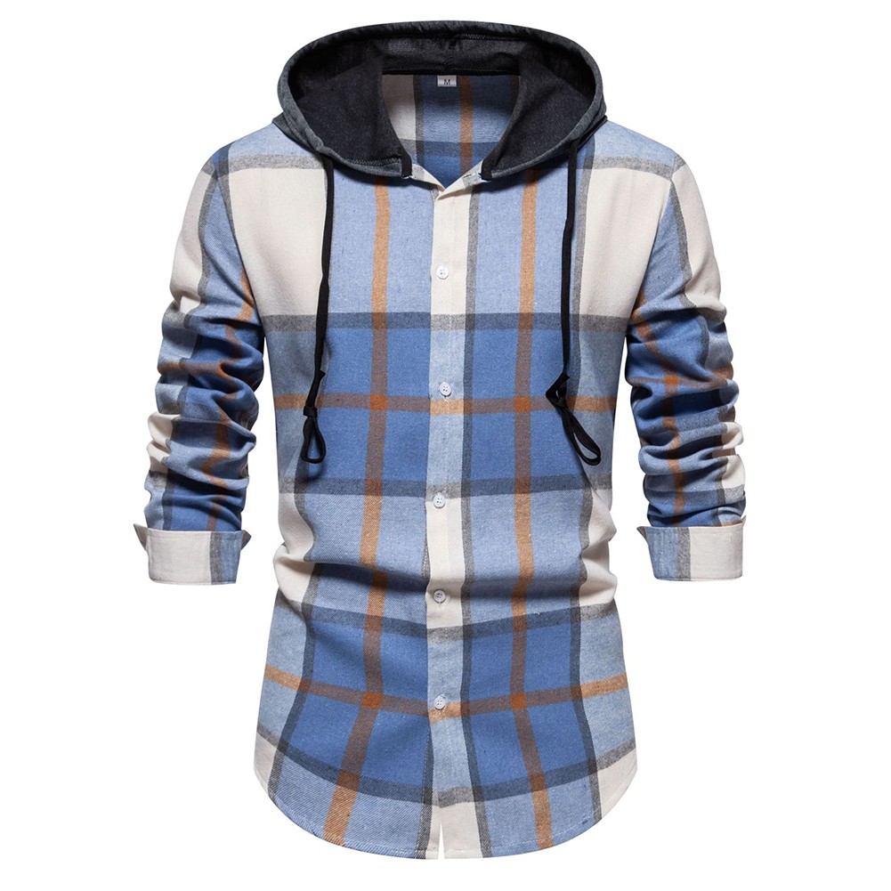 Chemise capuche homme tendance hip hop streetwear carreaux