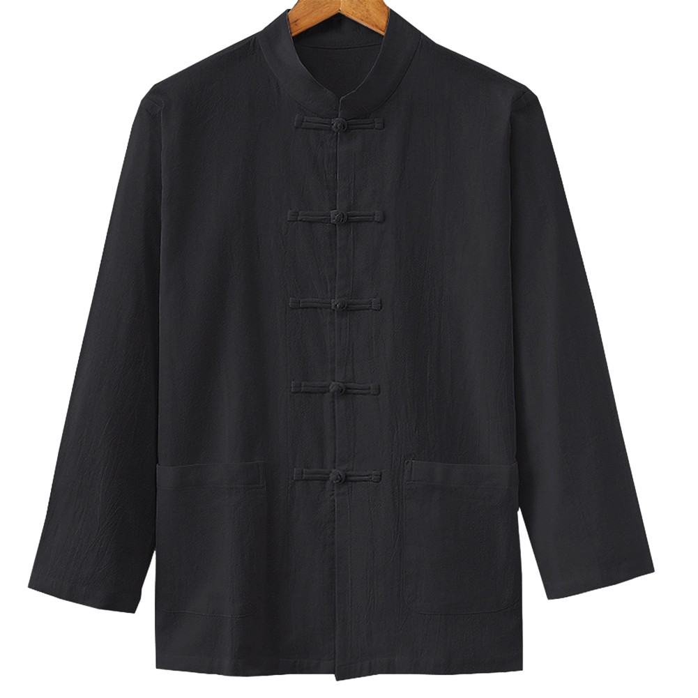 Solid Color Men's Chinese Traditional Kung Fu Tai Chi Coat Tang Suit Jacket - Picture 13 of 22