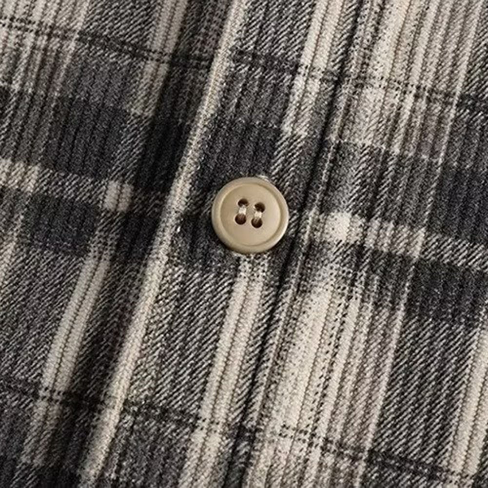 Men's Fashion Long Sleeve Plaid Shirt Casual Corduroy Coat Stylish All match - Picture 19 of 24